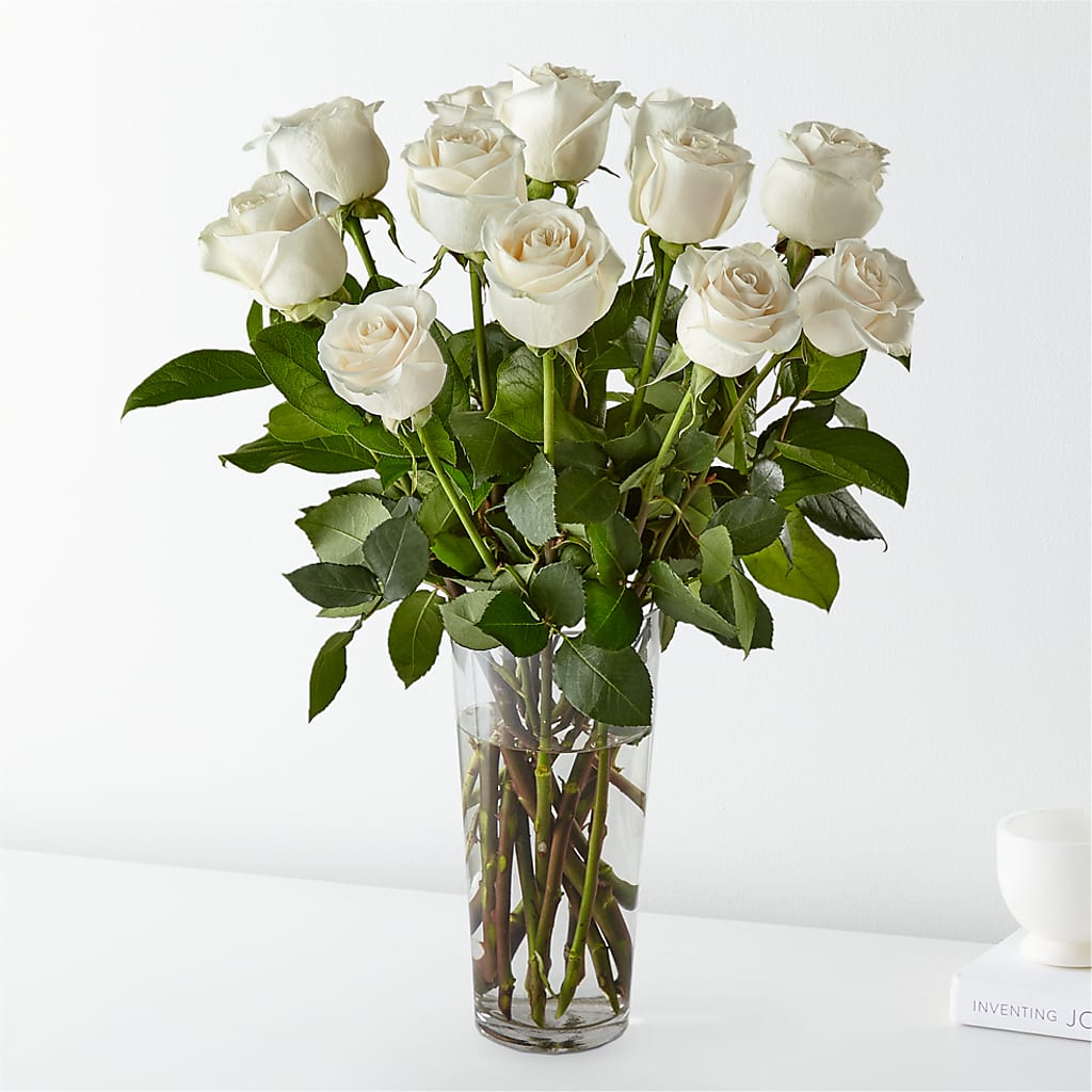 Long Stem White Rose Bouquet – CHARLY'S FLOWERS, San Jose CA
