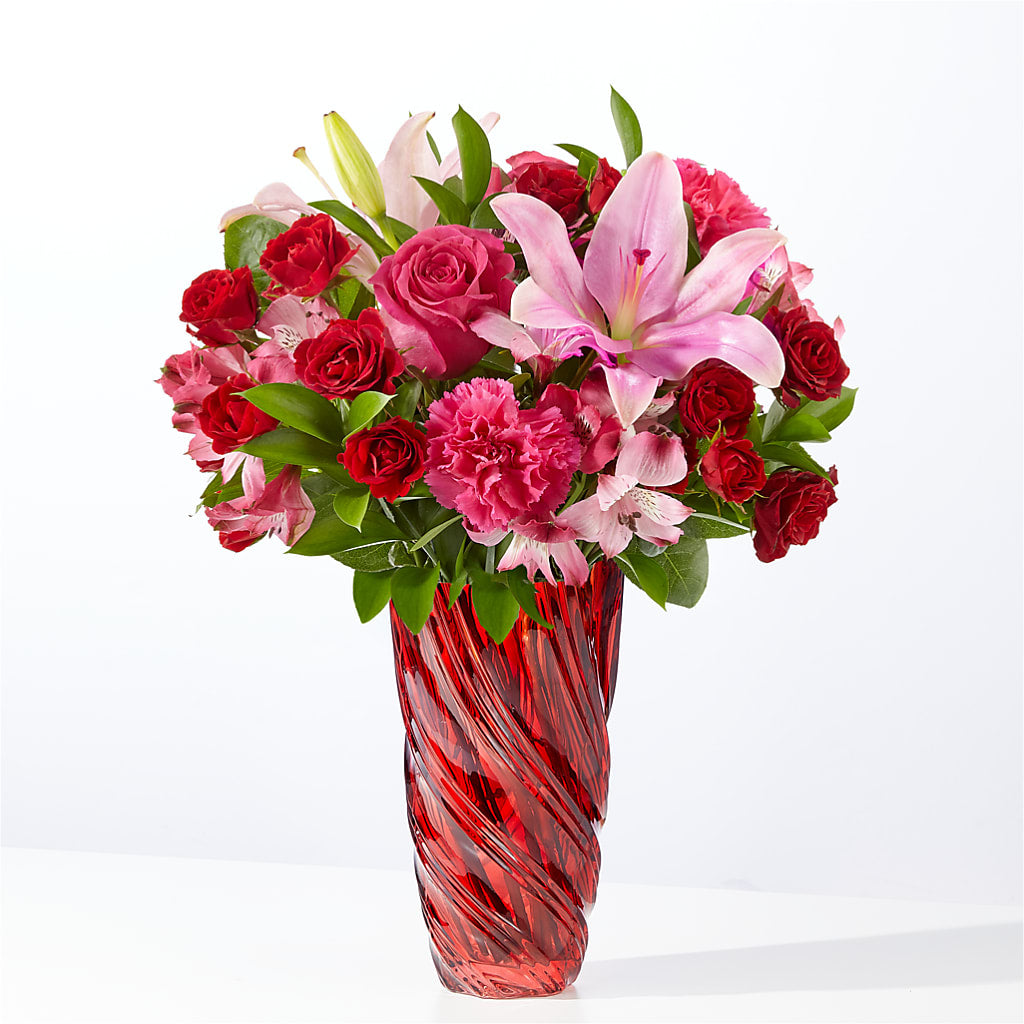 In Love Bouquet with Luxe Swirl Vase – CHARLY'S FLOWERS, San Jose CA