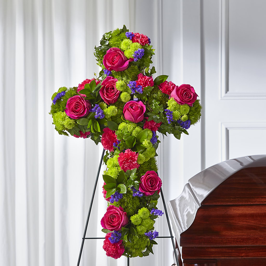 Tribute Rose Floral Cross – CHARLY'S FLOWERS, San Jose CA