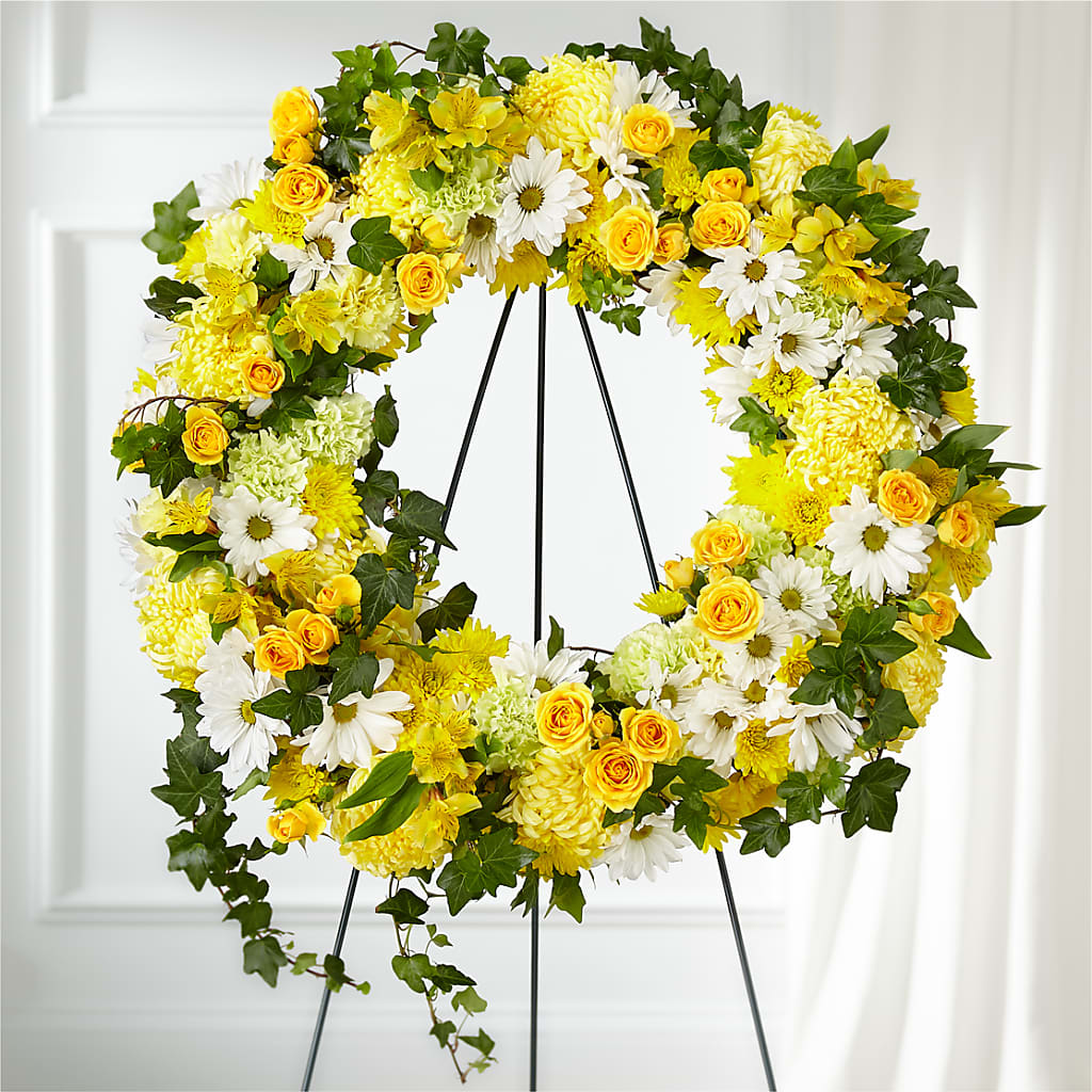 Golden Remembrance Wreath – CHARLY'S FLOWERS, San Jose CA