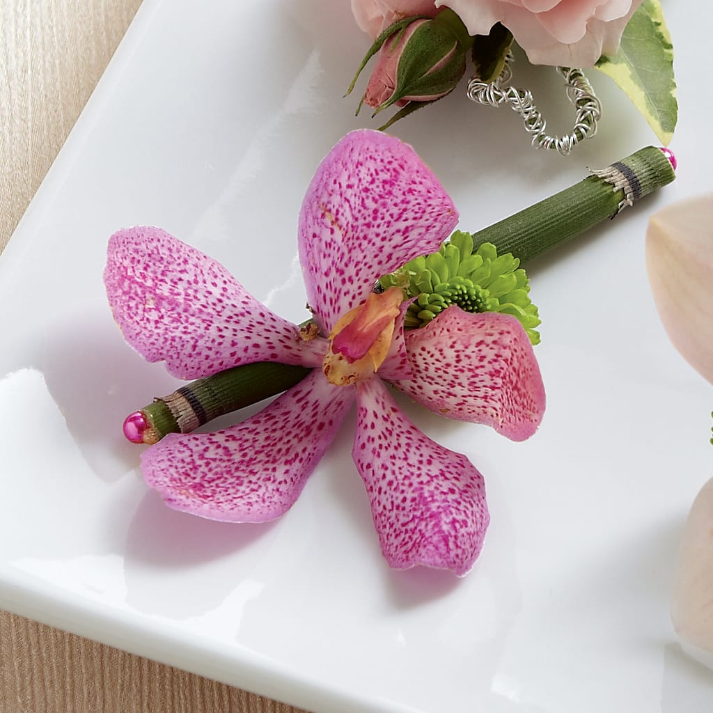Pink Mokara Boutonniere – CHARLY'S FLOWERS, San Jose CA