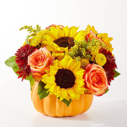 Golden Gourd Pumpkin Bouquet – CHARLY'S FLOWERS, San Jose CA