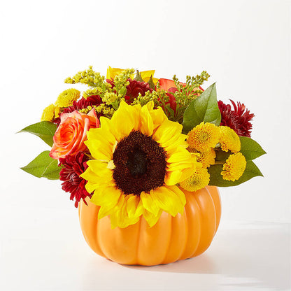 Golden Gourd Pumpkin Bouquet – CHARLY'S FLOWERS, San Jose CA