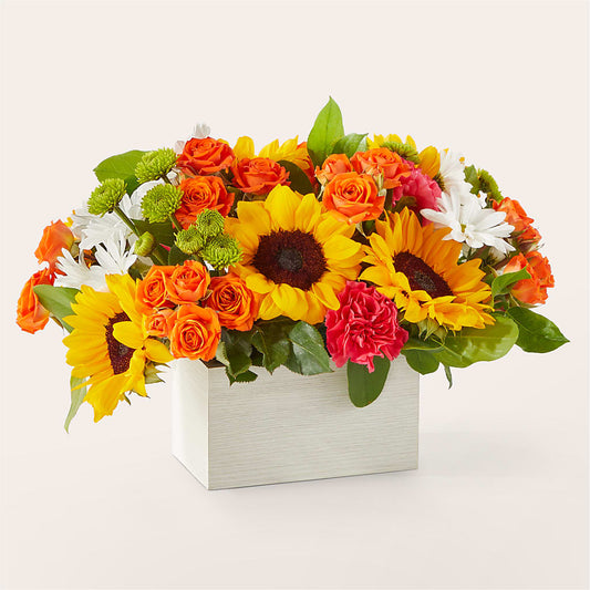 Sun-drenched Blooms Box Bouquet – CHARLY'S FLOWERS, San Jose CA