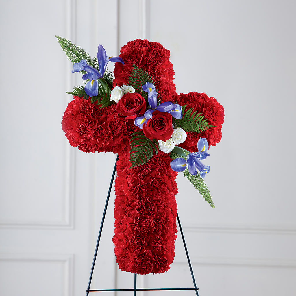 Faithful Hero Floral Cross – CHARLY'S FLOWERS, San Jose CA
