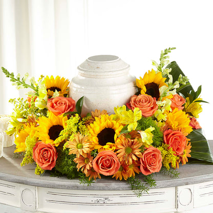 Faithful Sunflower Cremation Adornment – CHARLY'S FLOWERS, San Jose CA