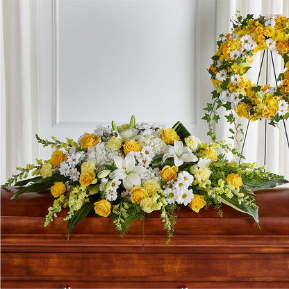 Golden Harmony Casket Spray – CHARLY'S FLOWERS, San Jose CA