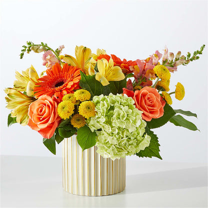 Autumn Sunshine Bouquet with Ivory Vase – CHARLY'S FLOWERS, San Jose CA