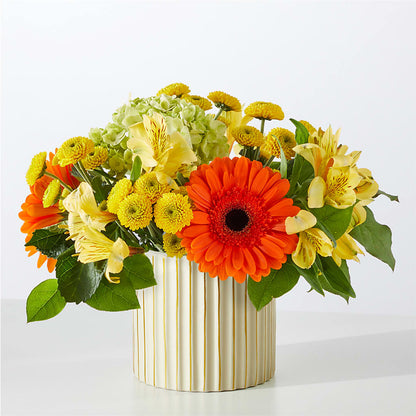 Autumn Sunshine Bouquet with Ivory Vase – CHARLY'S FLOWERS, San Jose CA