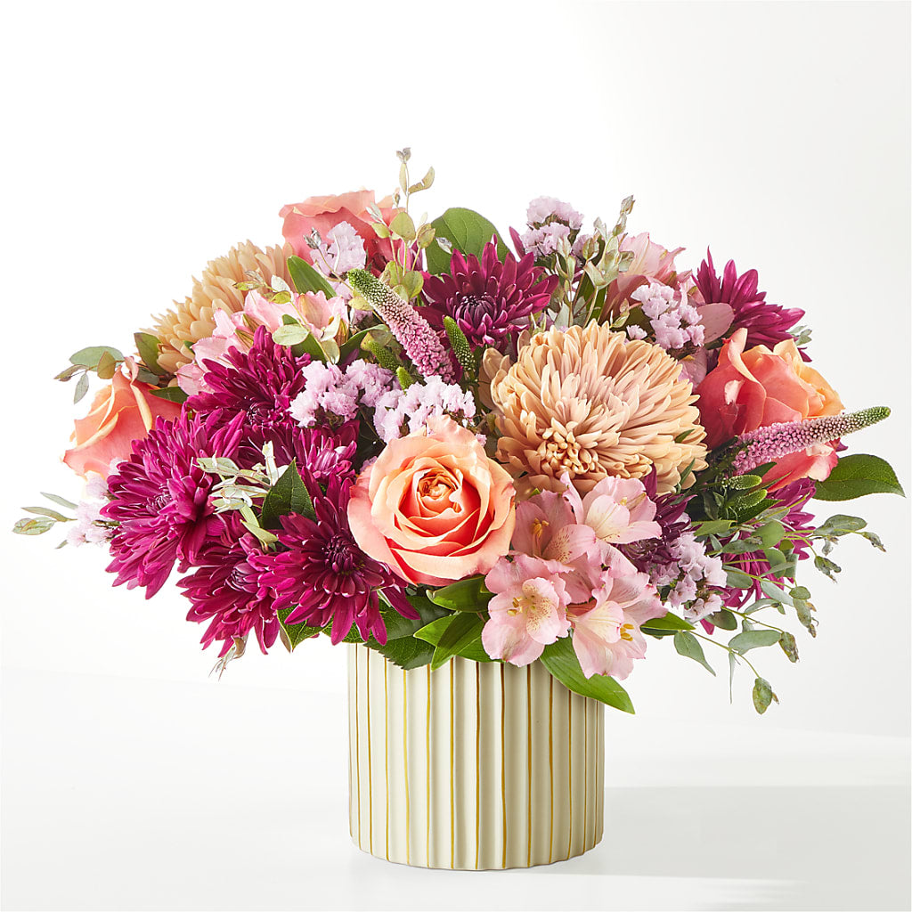 Berry Cobbler Bouquet with Ivory Vase – CHARLY'S FLOWERS, San Jose CA