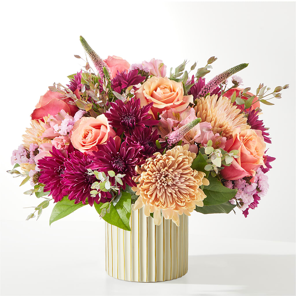 Berry Cobbler Bouquet with Ivory Vase – CHARLY'S FLOWERS, San Jose CA