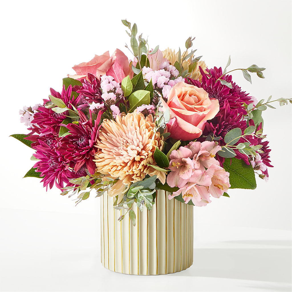 Berry Cobbler Bouquet with Ivory Vase – CHARLY'S FLOWERS, San Jose CA