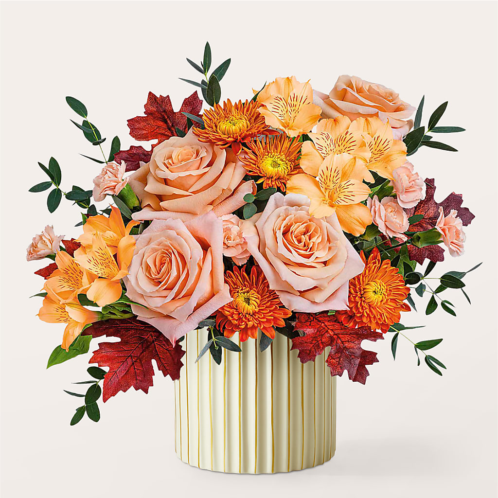Spiced Latte Bouquet with Ivory Vase – CHARLY'S FLOWERS, San Jose CA