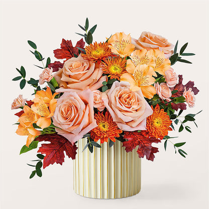 Spiced Latte Bouquet with Ivory Vase – CHARLY'S FLOWERS, San Jose CA