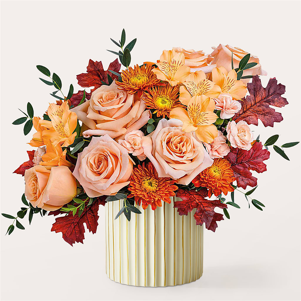 Spiced Latte Bouquet with Ivory Vase – CHARLY'S FLOWERS, San Jose CA