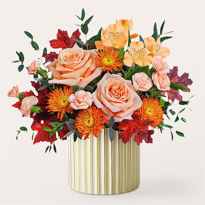 Spiced Latte Bouquet with Ivory Vase – CHARLY'S FLOWERS, San Jose CA
