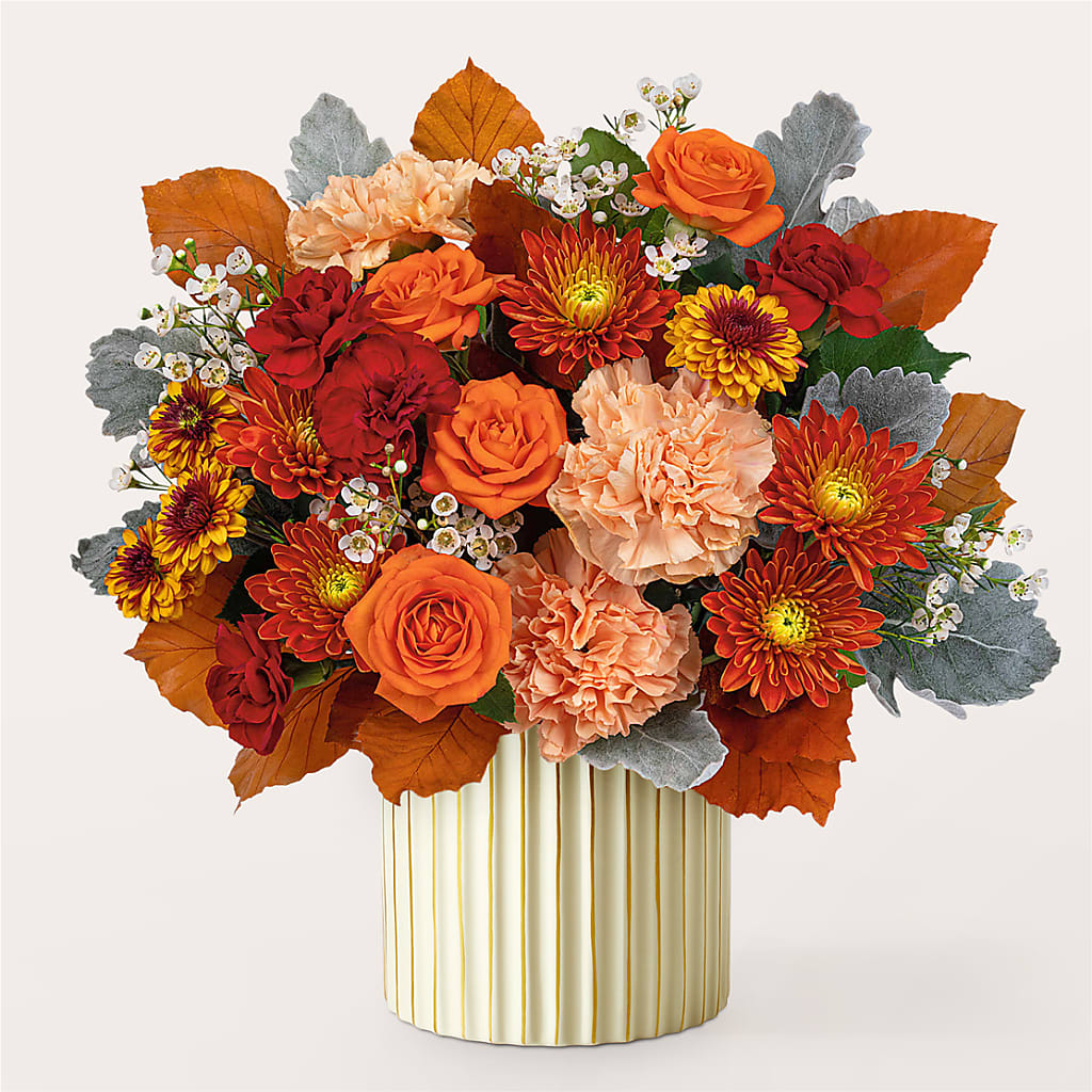 Merlot Bouquet with Ivory Vase – CHARLY'S FLOWERS, San Jose CA
