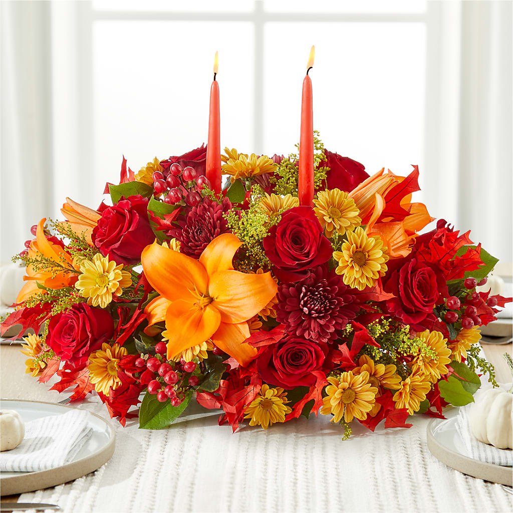 Autumn's Embrace Centerpiece – CHARLY'S FLOWERS, San Jose CA