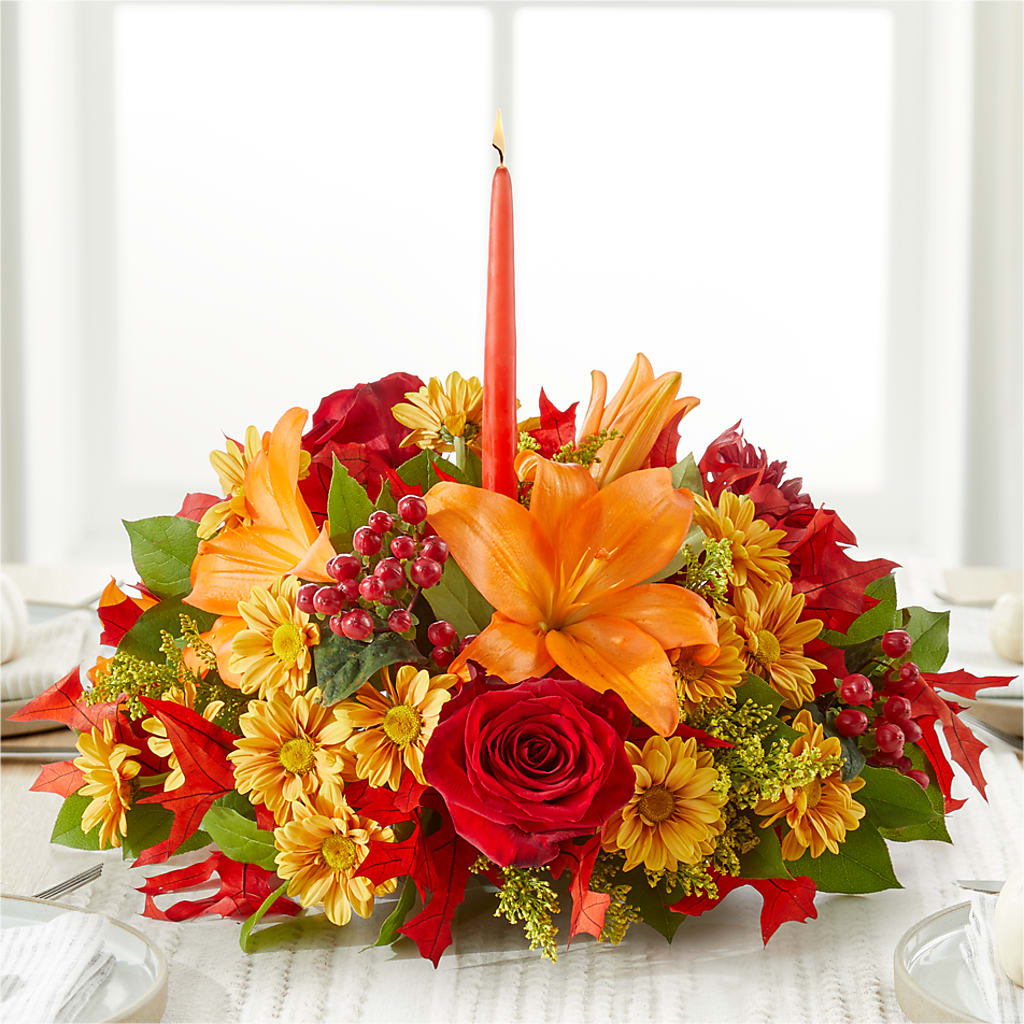 Autumn's Embrace Centerpiece – CHARLY'S FLOWERS, San Jose CA