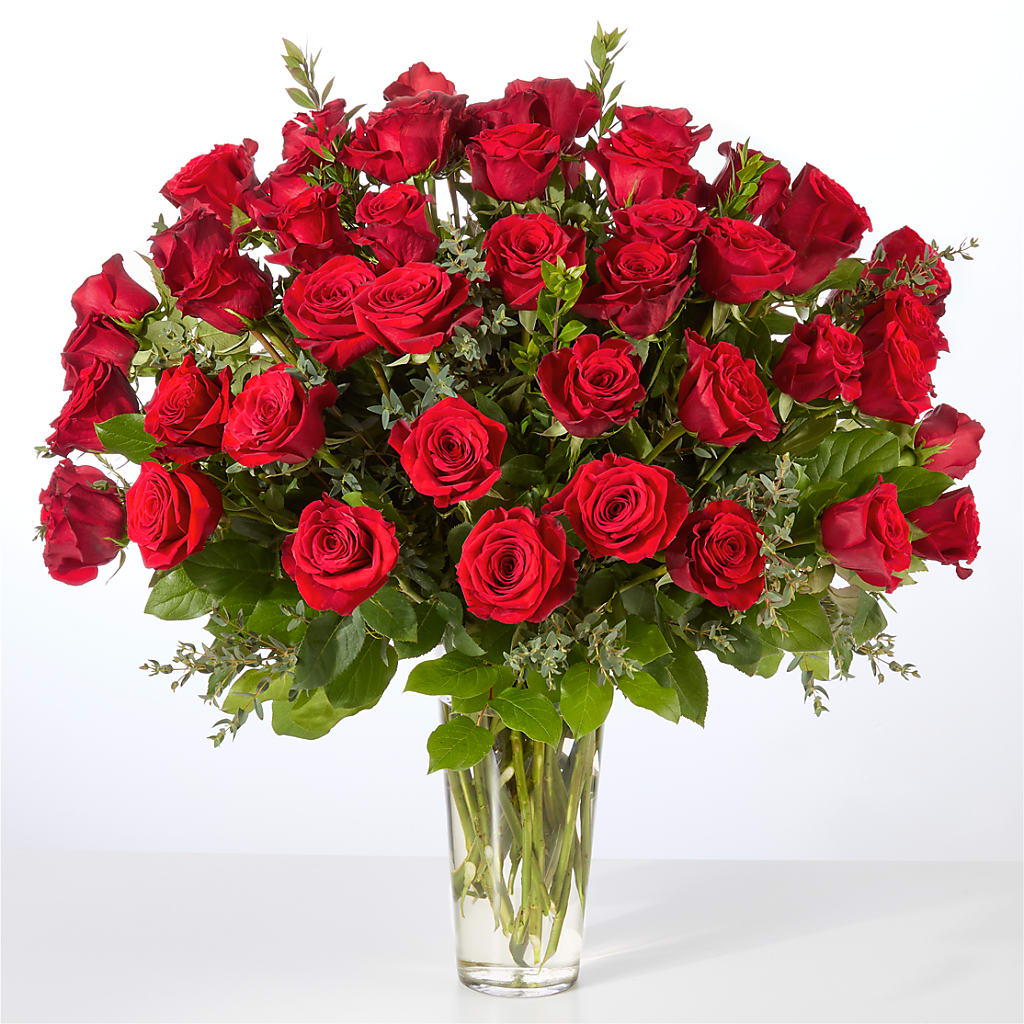 Forever Yours Fifty Stem Red Rose Bouquet – CHARLY'S FLOWERS, San Jose CA