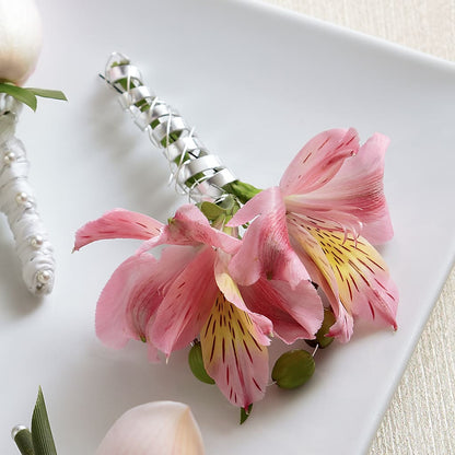 Pink Peruvian Lily Boutonniere – CHARLY'S FLOWERS, San Jose CA