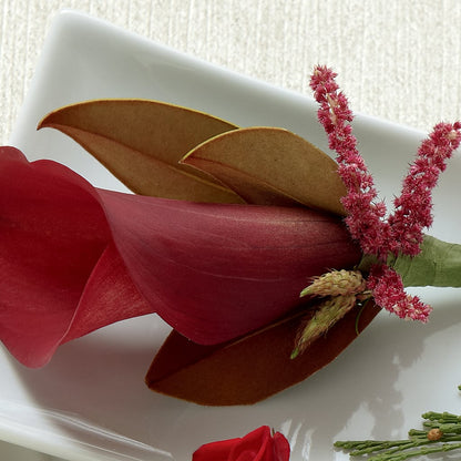 Red Calla Boutonniere – CHARLY'S FLOWERS, San Jose CA