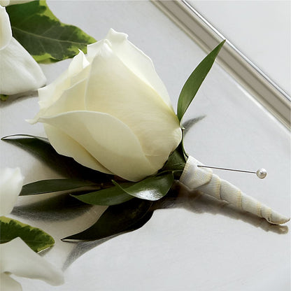 White Rose Boutonniere – CHARLY'S FLOWERS, San Jose CA